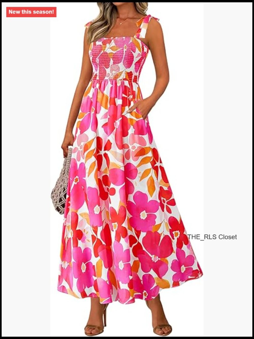 Floral Sleeveless Smocked Maxi Dress A-Line Spaghetti Strap